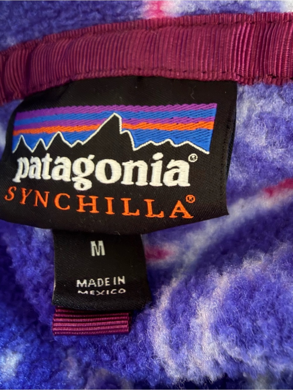 Patagonia Blue Multicolor Owl Print Teddy Fleece Pullover - Picture 8 of 10